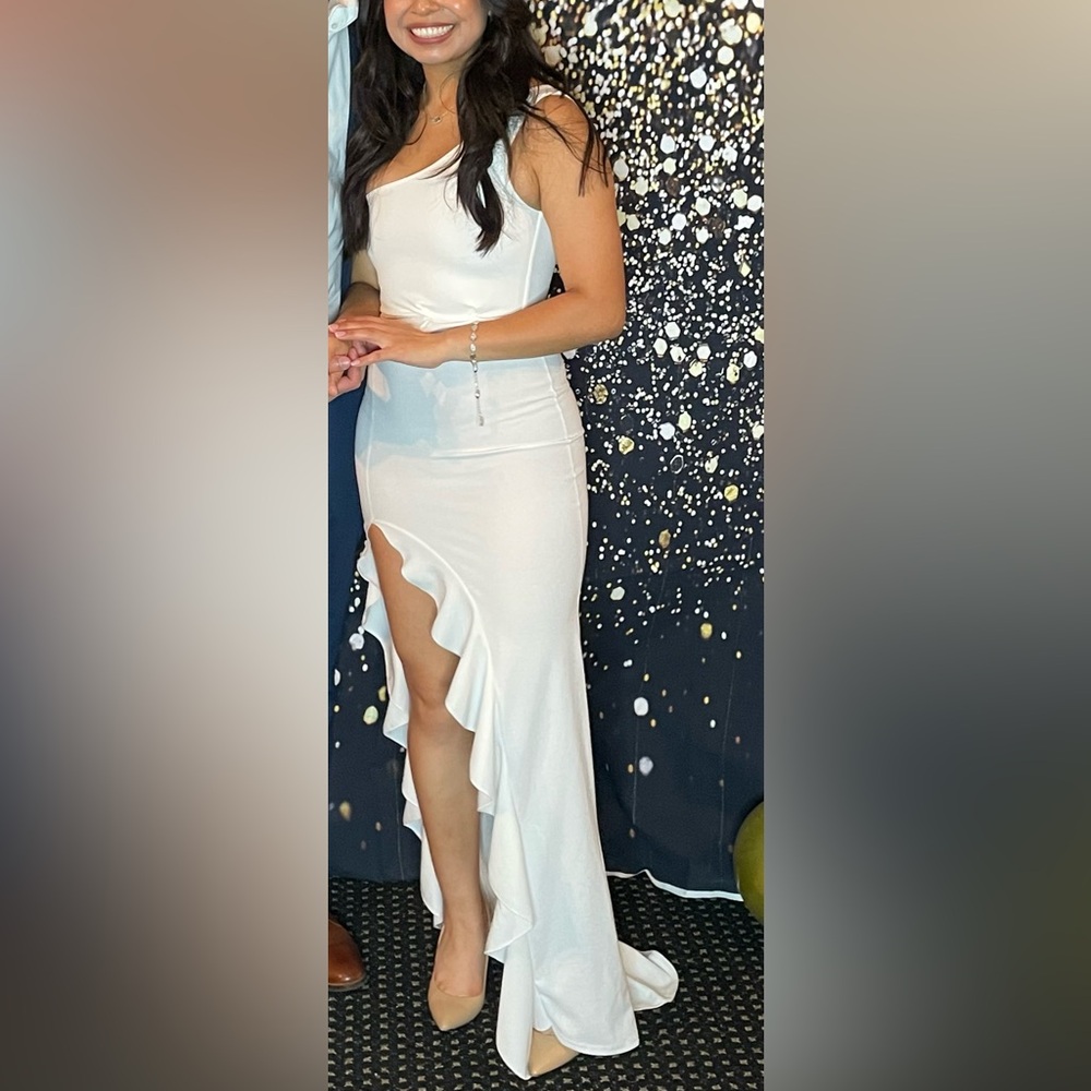 Asymmetrical white dress